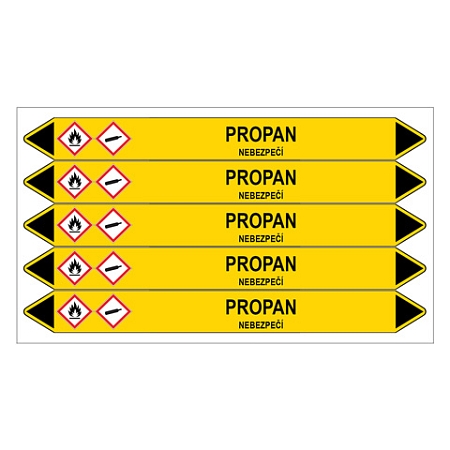 Značení potrubí, propan,5 ks, 150 × 12 mm